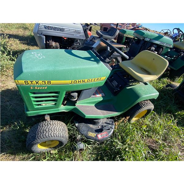 J.D. STX38 5sp Riding Mower c/w Deck Looks Complete