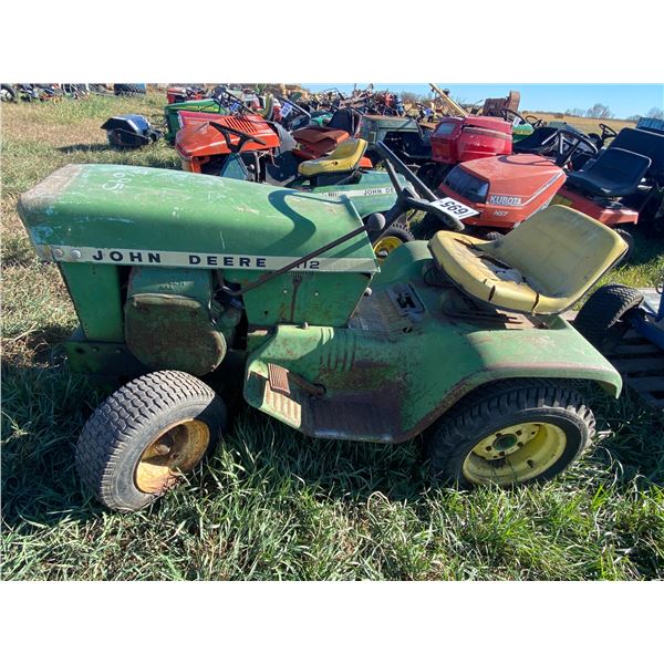 J.D. 112 Riding Mower. No Deck. S/n: 15138814