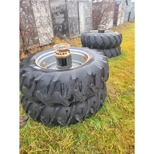 Two Sets of 18.4 x 34 Duals c/w Rims - Off a White Tractor