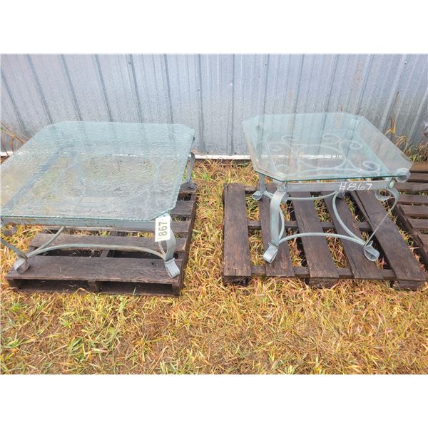 2- Glass top patio tables