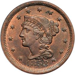 1853 N-25 R1 PCGS graded MS64 Red & Brown.