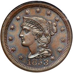 1853 N-26 R2 NGC graded MS66 Brown.