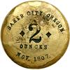 1907. Unique 2 Ounce Round Gold Bar, Baker City Oregon