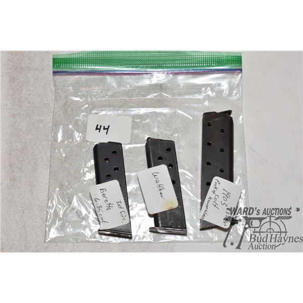 Three .22 mags including one Beretta 6.35 cal Jetfire, one 1903 Colt Pocket hammerles and a Walther 