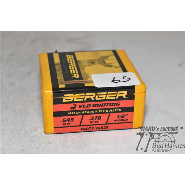 One full 100 count box Berger 6mm 105 gr VLD hunting bullets