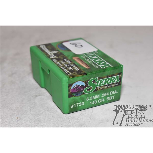 One full 100 count box Sierra 6.5mm 140 gr SBT bullets