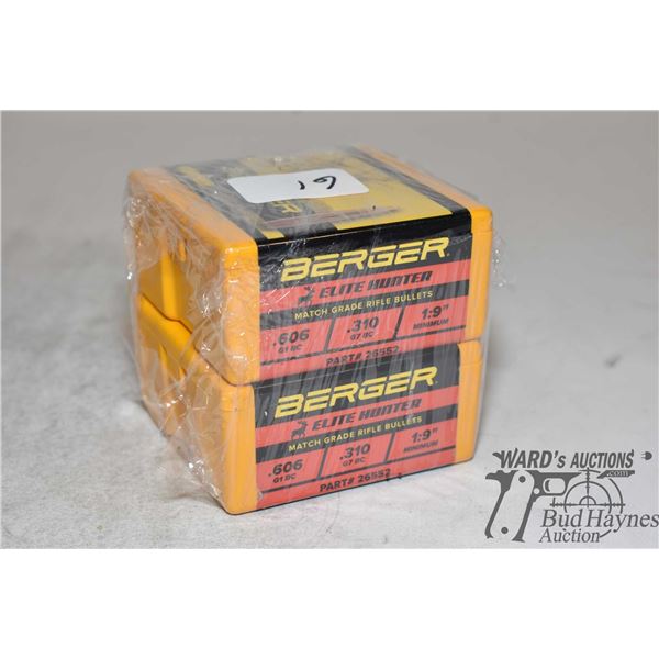 Two full 100 count boxes Berger 6.5mm 140 gr Elite Hunter bullets