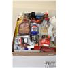 Image 1 : Tray lot of new in package cleaning supplies including oils, grease, assorted barrel caliber brushes