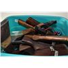 Image 1 : Tub containing selection of wood butt stocks and fore woods. Pal required
