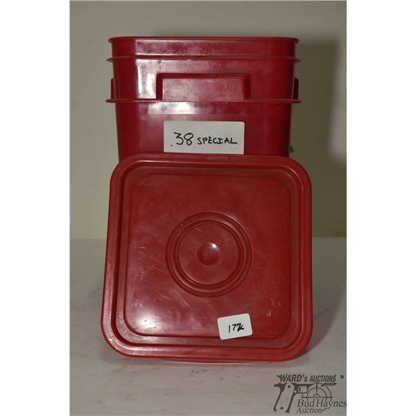 Bucket w/ 37 lbs of .38 spl brass