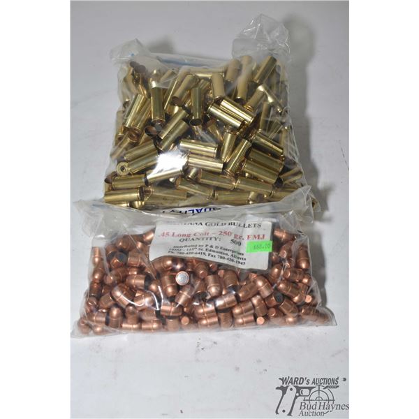 Bag w/ 290 .45 colt brass and a bag w/ .273 .45 long colt 250 gr FMJ bullets