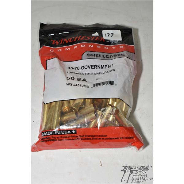 One full 50 count bag Winchester .45-70 gov unprimed brass