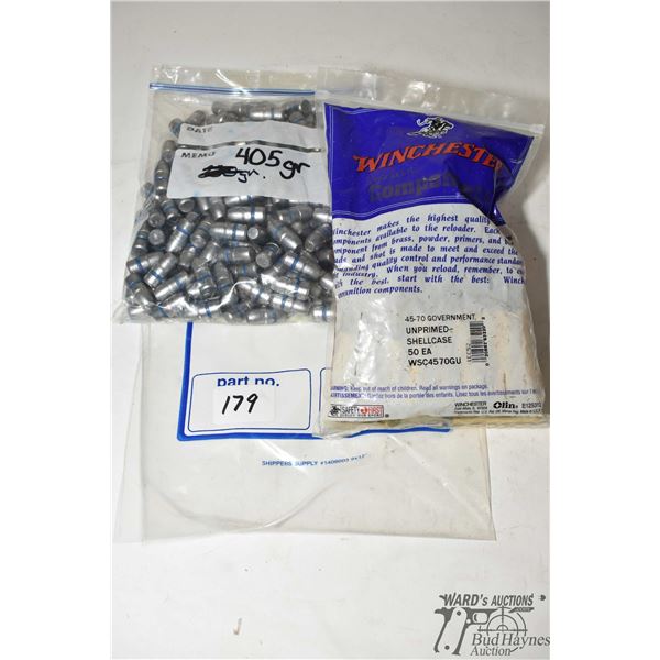 One partial bag of 41 Winchester .45-70 gov and a bag of approx. 150 .45 cal 405 gr bullets