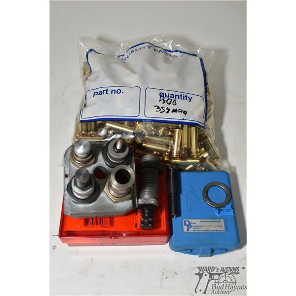 RCBS .357 mag die set in Dillon tool block, caliber conversion kit and 400 .357 mag brass
