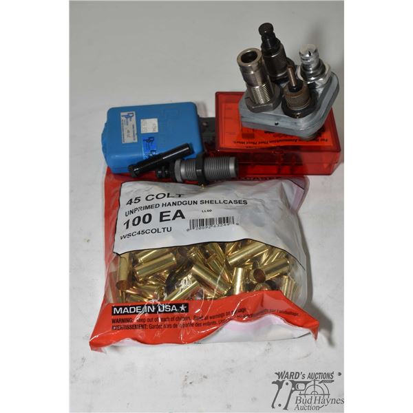 Lee .45 colt die set in Dillon tool block, caliber conversion kit and one full 50 count bag Winchest