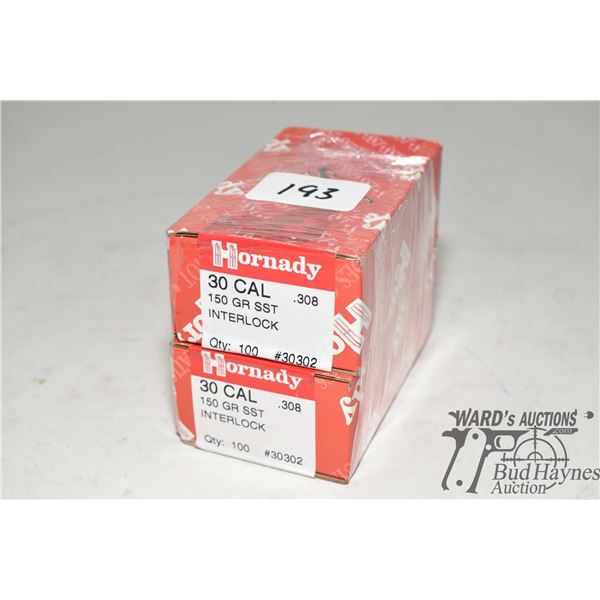 Two full 100 count packs Hornady .30 cal 150 gr SST Interlock