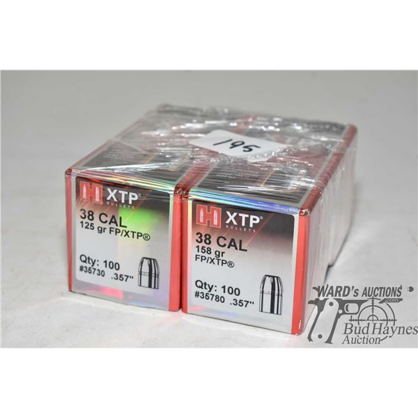 Two full 100 count boxes Hornady XTP .38 cal 158 gr FP/XTP