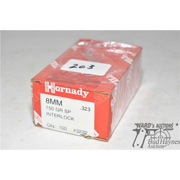 One full 100 count box Hornady 8mm 150 gr SP Interlock