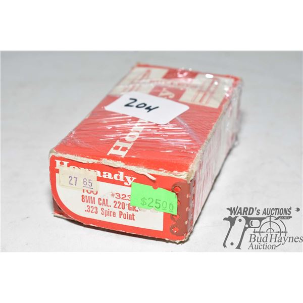 One full 100 count box Hornady 8mm 220 gr spire point