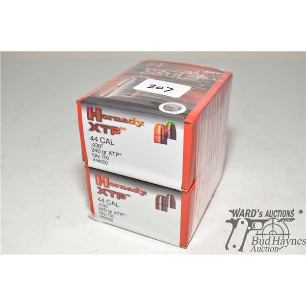 Two full 100 count boxes Hornady XTP .44 cal 240 gr