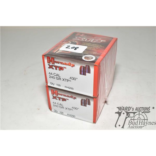 Two full 100 count boxes Hornady XTP .44 cal 240 gr