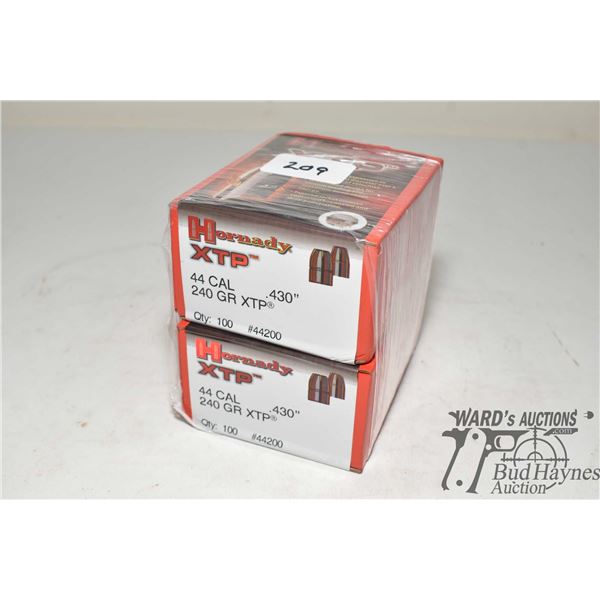 Two full 100 count boxes Hornady XTP .44 cal 240 gr
