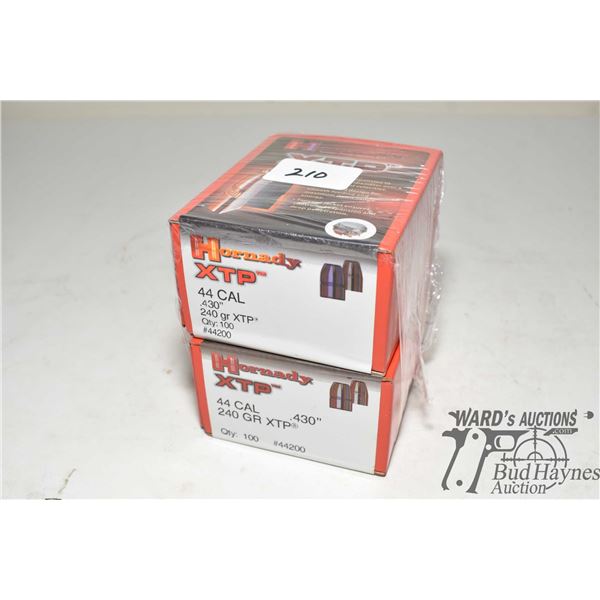 Two full 100 count boxes Hornady XTP .44 cal 240 gr