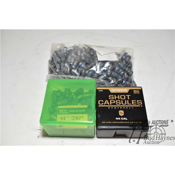 Bag w/ 227 .44 cal 240 gr SWC and plastic box w/ 100 .44 cal 240 gr SWC w/ silicone cover and a box 