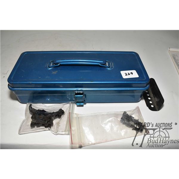 Metal tool box w/ scope rings, sights, etc