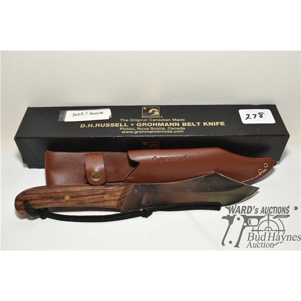 D.H. Russell #108 stainless deer & moose hunting knife w/ leather sheath and box