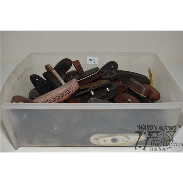 Two trays of gun parts including rifle, shotgun and pistol