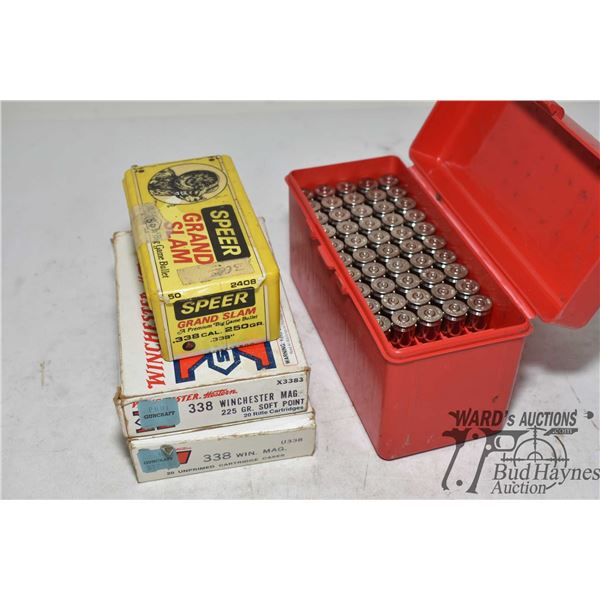 One full 50 count box Speer grand slam .338 cal 250 gr bullets, one full 20 count box Winchester .33