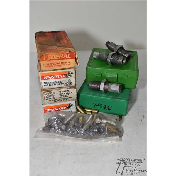 RCBS .38 SPL die set, Lee .38 SPL die set, 300 plus brass and 50 lead bullets