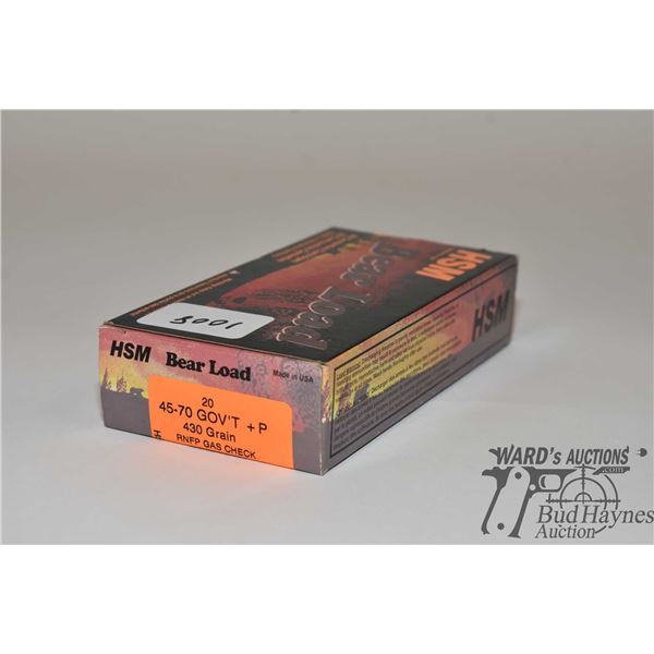 One full 20 count box of HSM bear load .45-70 gov 430 gr RNFP gas check