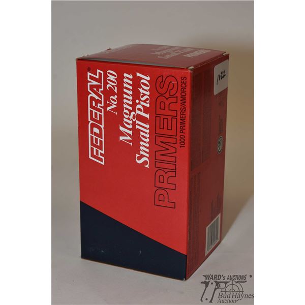 One full 1000 count box of Federal small pistol primers for magnum loads No. 200