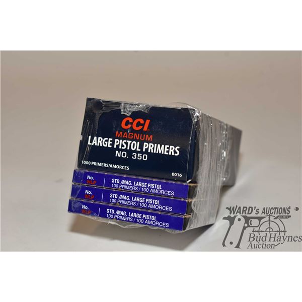 One full 1000 count box of CCI large and magnum pistol primers No. 350, plus 300 count of Winchester