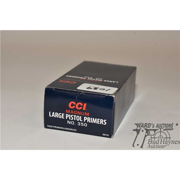 One full 1000 count box of CCI large pistol primers and magnum pistol primers No. 350