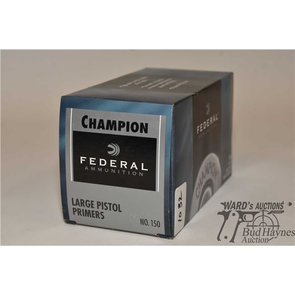 One partial box containing 800 Federal large pistol primers No. 150 and packet of 49 CIL large pisto