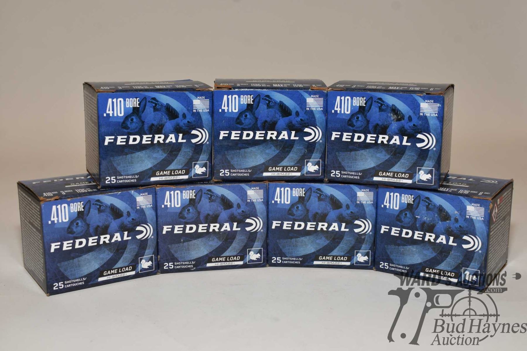 Count Boxes Six full 25 count boxes and one 10 count box of Federal Gameload .410 3