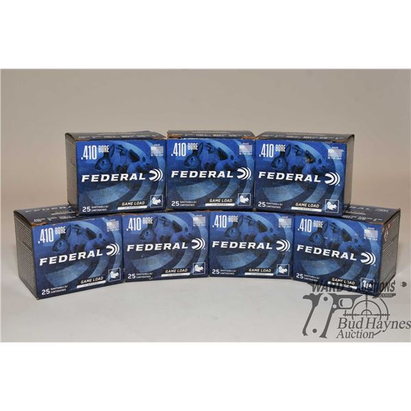 Six full 25 count boxes and one 10 count box of Federal Gameload .410 3" #6