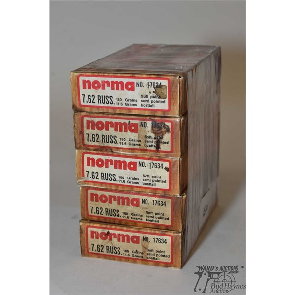 Four full 20 count boxes and one 15 count box of 7.62 Russ reloads