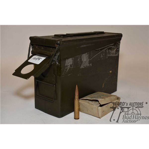 Metal ammo box w/ eight 15 count packs of 7.92 ball (8mm mauser) ammo