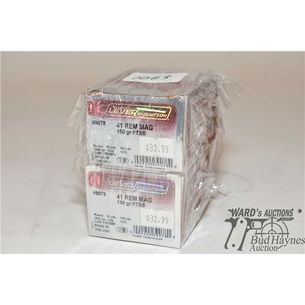 Two full 20 count boxes of .41 rem mag (one box has 15 original 190 gr FTX and 5 reloads, and one bo