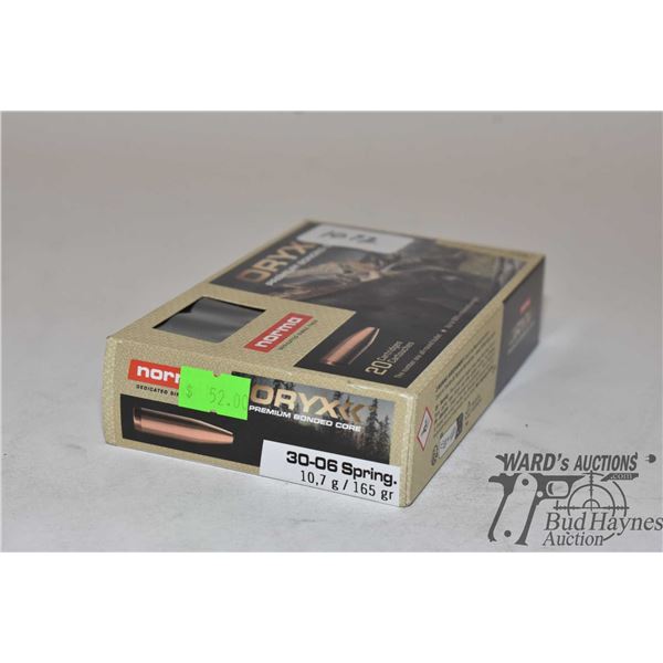 One full 20 count box of Norma Oryx .30-06 spring 165 gr bonded core