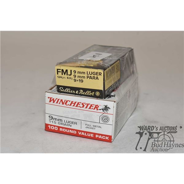One full 100 count box of Winchester 9mm 115 gr full metal jacket and one full 50 count box of Selli
