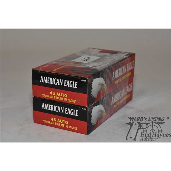 Two full 50 count boxes of American Eagle .45 auto 230 gr full metal jacket