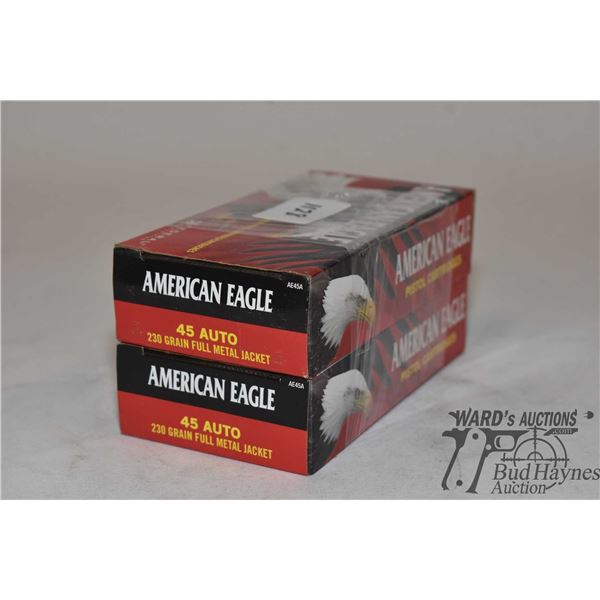Two full 50 count boxes of American Eagle .45 auto 230 gr full metal jacket