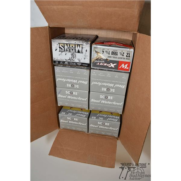 Six full 25 count boxes of Score steel waterfowl 12 GA 3" BB and one full 25 count box and 10 loose 