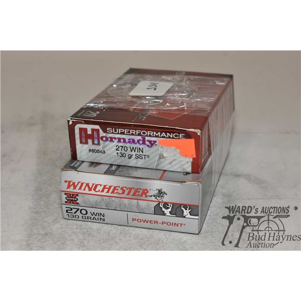 Two partial boxes of .270 win including one 13 count box of Winchester power point 130 gr and one 8 