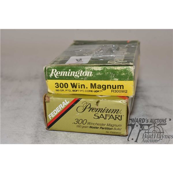 One full 20 count box of mixed .300 win mag factory loads and a 13 count box of Federal w/ 10 .300 w